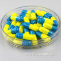 Size 00 light blue and yellow capsule shell